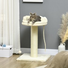 PawHut 83cm Cat Tree Tower with Scratching Post, Kitten Bed, Toy, Cream