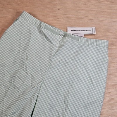 Alfred Dunner Garden District Capri Women 14 Mint Gingham Casual Summer Crop NEW
