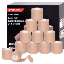 Self Adhesive Bandage Wrap 12 Pack,Sports Tape 2" X 5 Yards, MultiPurpose Non...