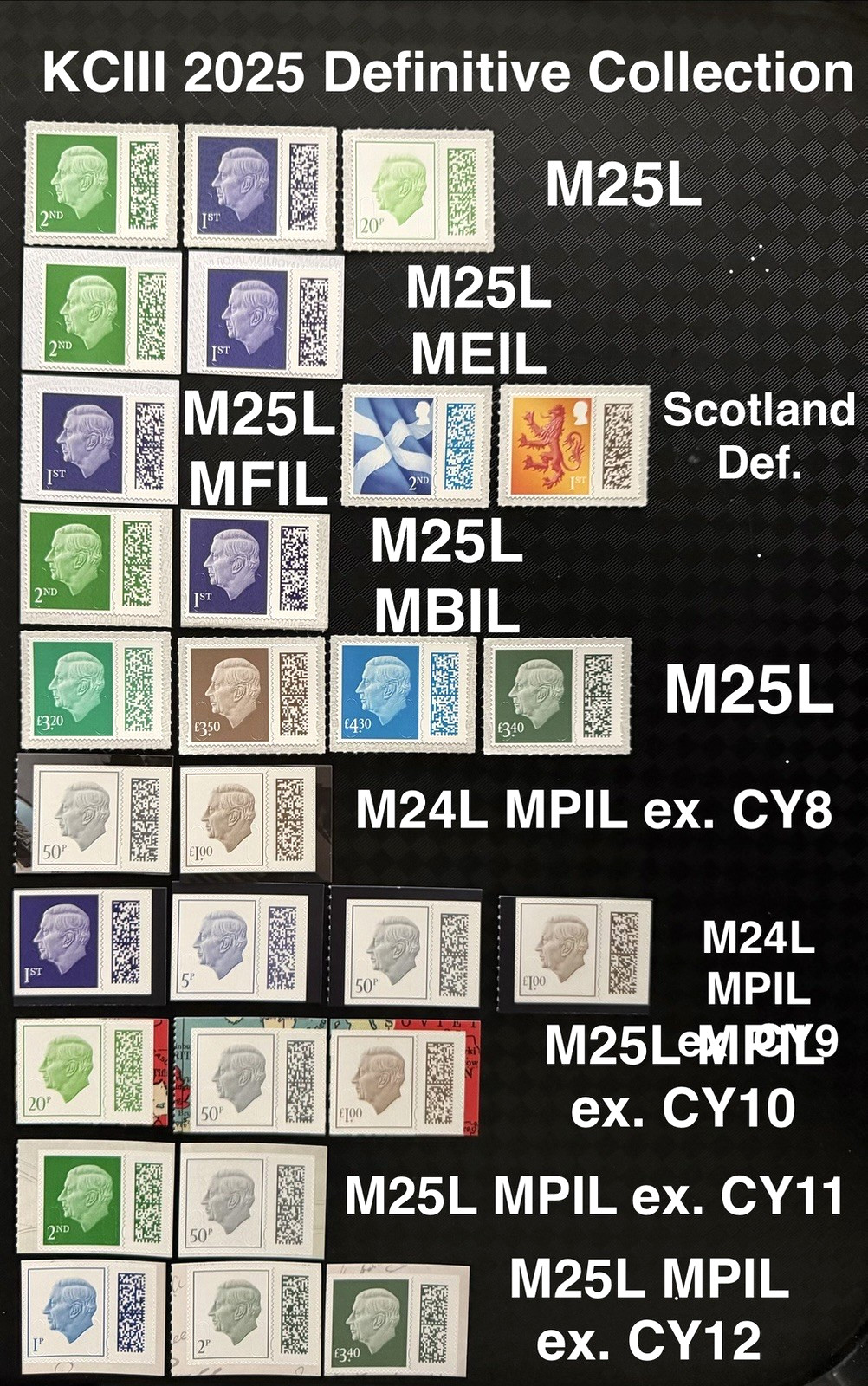GB 2025 KING CHARLES III DEFINITIVE STAMPS complete year collection, MNH