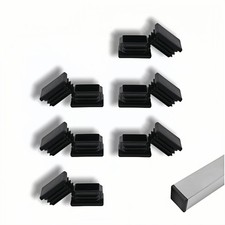 Square Tube End Caps, Black, 2x2 Inch, 12 Pack, 3-Layer Blade Plastic Plugs for
