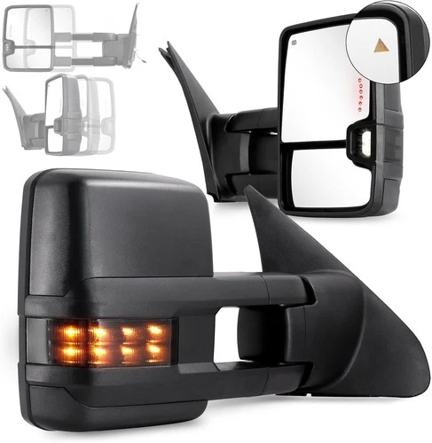 Power Heated BSM Towing Mirrors Smoked For 2007-2021 Toyota Tundra 08-17 Sequoia