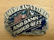 American Veteran And Damn Proud of It Belt Buckle Pewter Made in USA