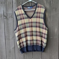 Vintage Ralph Lauren V-Neck Plaid Design Vest