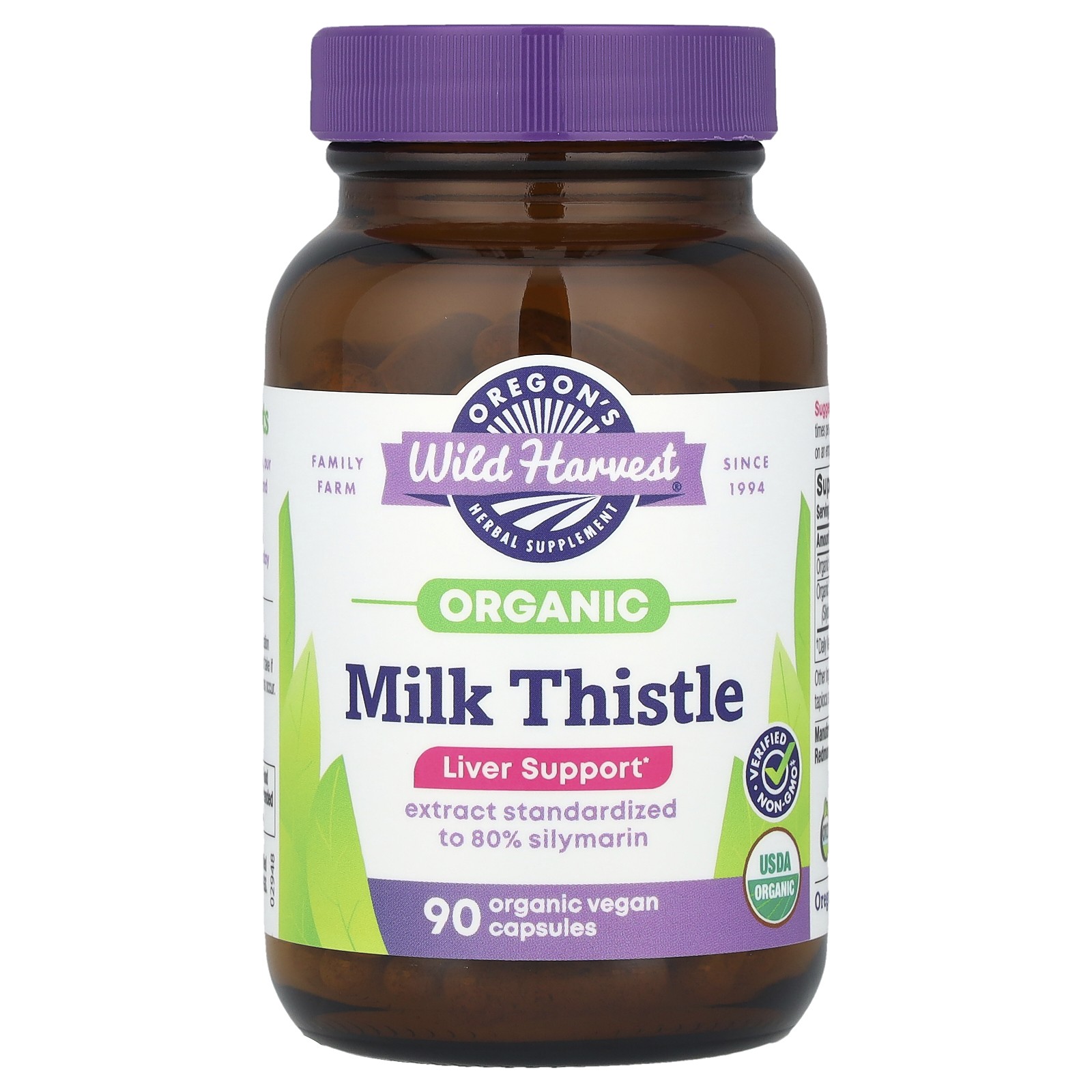 Oregon s Wild Harvest Milk Thistle 90 вегетарианских капсул без молочных продуктов