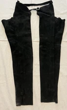 Barnstable Riding Chaps Black Suede Leather Horse Zip-Up Medium Large
