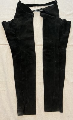Barnstable Riding Chaps Black Suede Leather Horse Zip-Up Medium Large