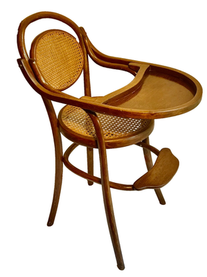 FISCHEL Art Nouveau Bentwood Child's High Chair with Folding Tray