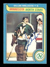 1979-80 O-Pee-Chee #136 Gilles Meloche signed autograph VGEX to EX BXCP66