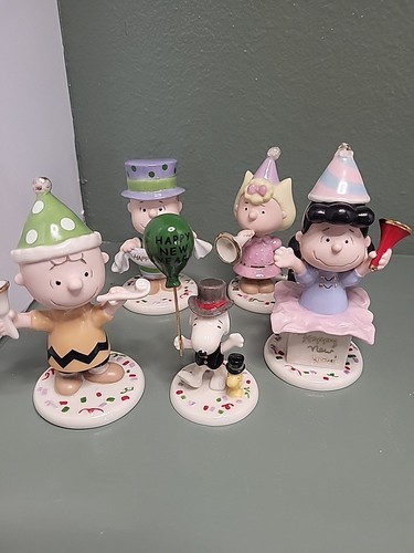 New ListingLenox Peanuts Happy New Year Figurines Party 5 Pc Charlie Brown Snoopy Lucy