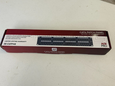 ADI Pro CAT6 Patch Panel 48-Port 19'' 2U Rackmount 0E-C6PP48 Open Box
