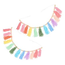 2 Pcs Pastel Tassel Garland Wood Bead Colorful Boho Decoration Hanging