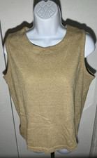 VTG 90s Bob Mackie Gold Metallic Glitter Pullover Top Tank Glam M