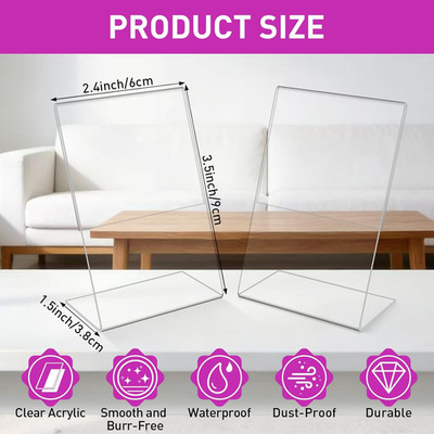 2.4 x 3.5 Inch Mini Acrylic Sign Holders Acrylic Picture Frames Clear ...