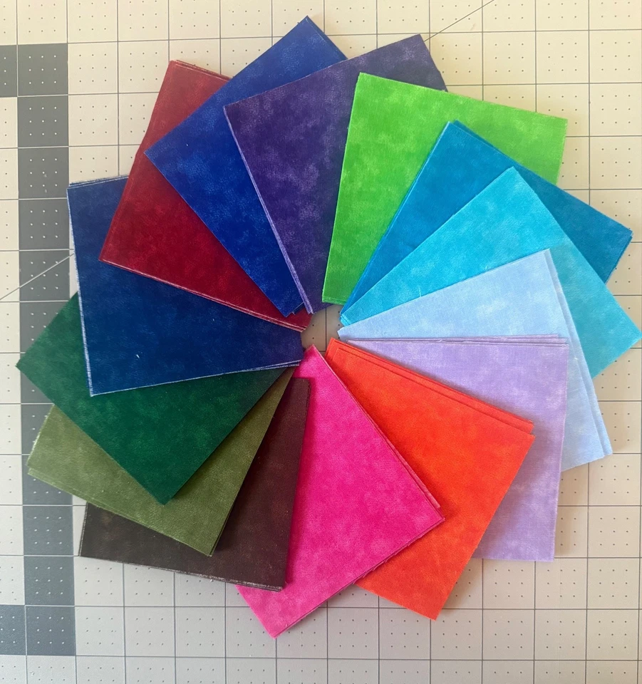 4 x 4 fabric squares, 100% cotton, 140 pcs, 14 colors, 10 of each color - Image 3 of 3