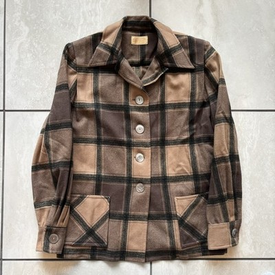 1950s Vintage Pendleton 49er Jacket Chore Womens Brown Plaid 1940s Wool USA VTG