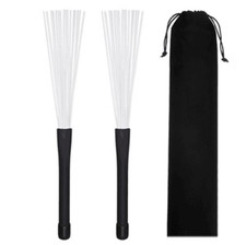 1 Pair of Retractable Rubber Handles Jazz Drum Brushes Sticks Nylon Drum Brush