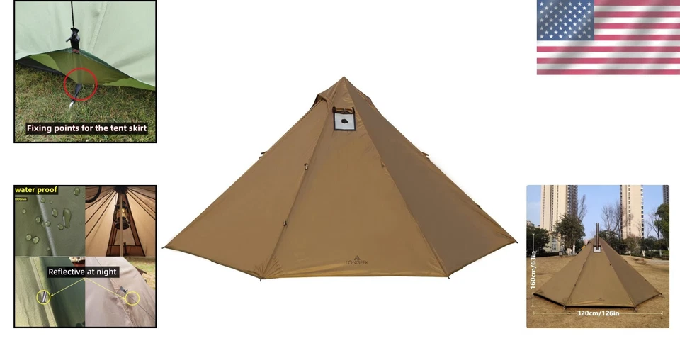 Tienda de trekking ultraligera de 4 estaciones con gato de estufa ignífugo - Amplio diseño Foto 2 de 4