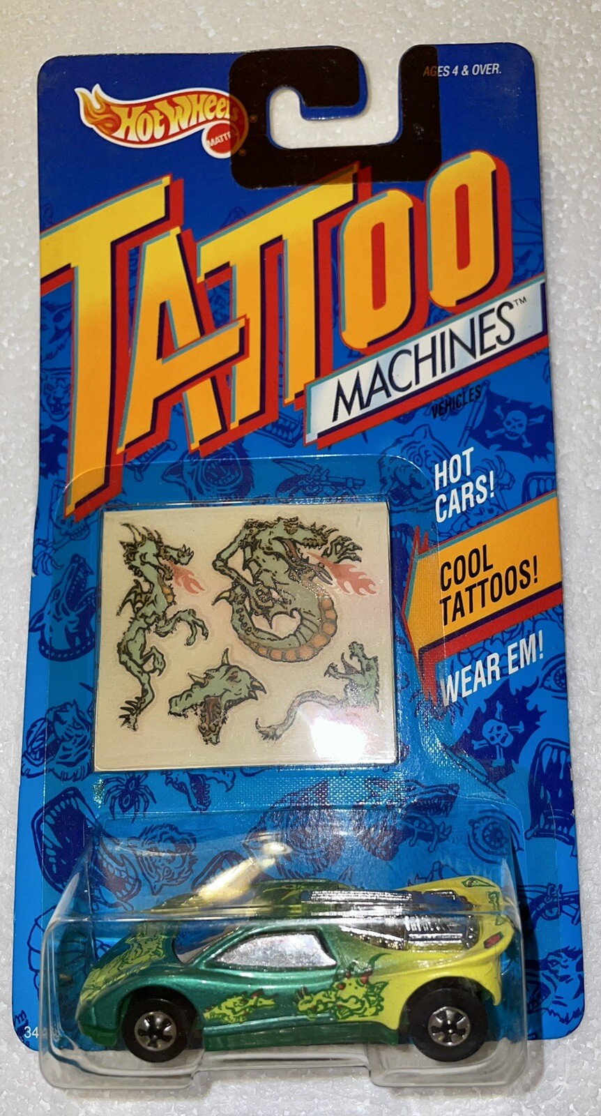 HOT WHEELS 1992 TATTOO MACHINES “Dragon Wagon”. Car & matching tattoos