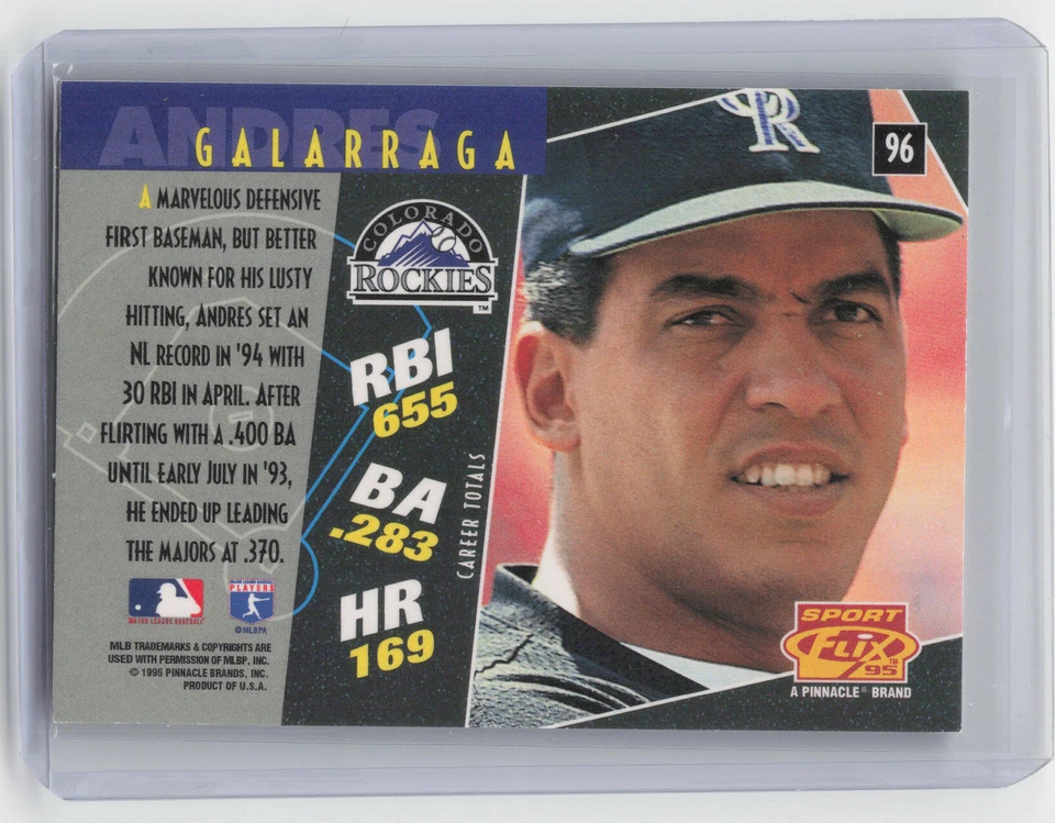 1995 Sportflix #96 Andres Galarraga Artist's Proofs - Image 2 of 2