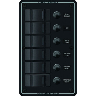 Blue Sea Systems 8373 Water Resistant 6 Position Black Vertical Mount Panel