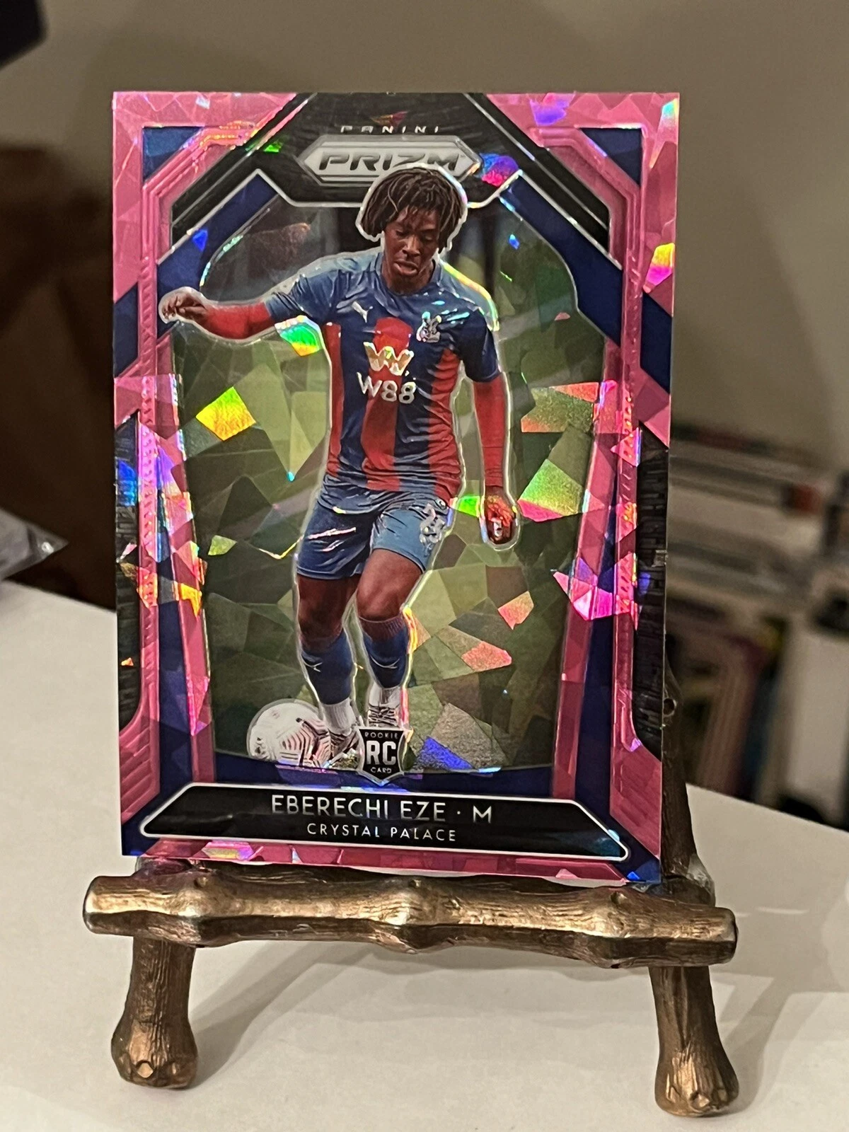 2020-21 Panini Prizm Premier League Pink Ice Eberechi Eze #63 Rookie RC