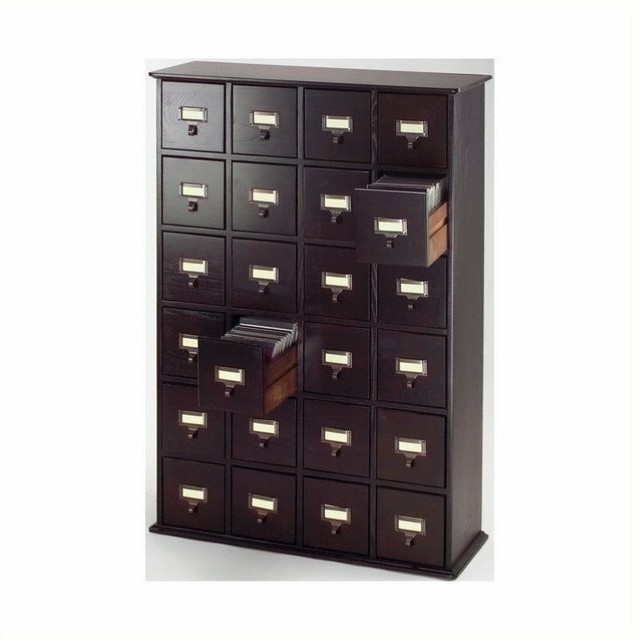 Bowery Hill 40 24 Drawer Cd Media Storage Cabinet In Walnut For Sale Online Ebay