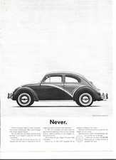 Original 1962 Volkswagen Beetle vintage print ad: "Never."