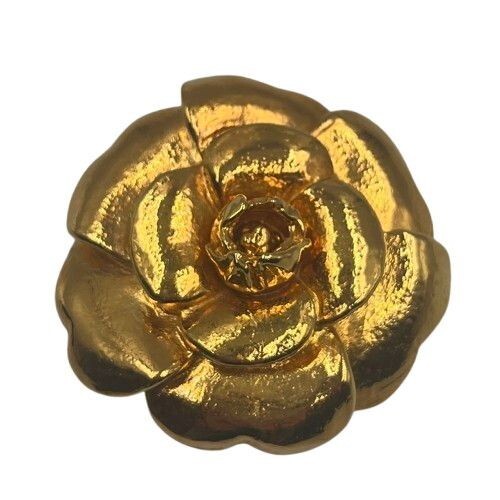 CHANEL Camellia Big Brooch Pin W4.7cmH4.7cm Gold tone F/S from Japan - Picture 2 of 4