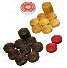 24pc Wooden Carrom Board Game Coins & Striker Set Wooden Checkers Carrom Powder