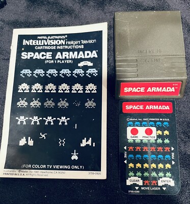 Intellivision Space Armada Cartridge Game Manual 1 Overlay RARE