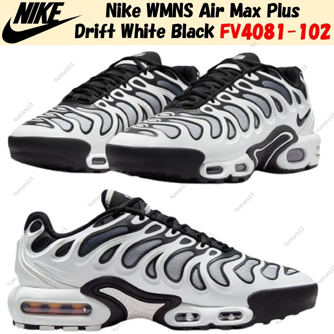 Nike WMNS Air Max Plus Drift White Black FV4081-102 Women's Nike WMNS Air Max Plus Drift White Black FV4081-102 Women's