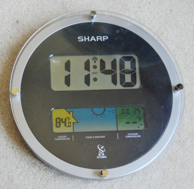 Sharp digital atomic wall clock sets time automatically with indoor 
