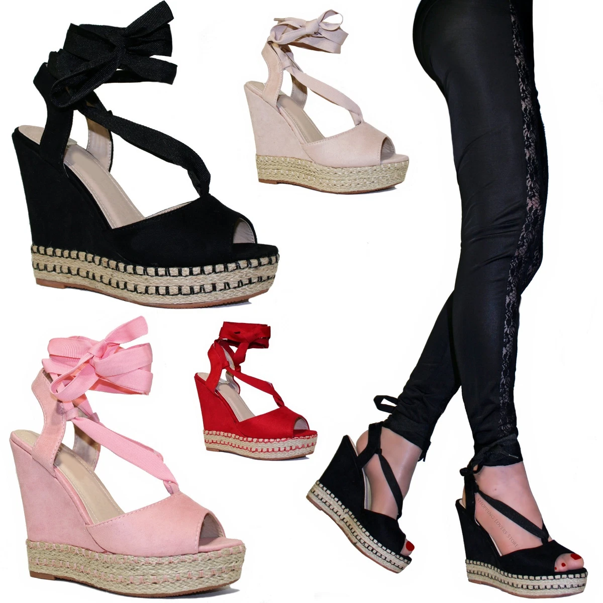 Sandali zeppa lacci cheap
