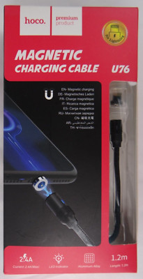 Magnetic Charging Cable USB to Micro Type C, U76 4' Braided Indicator Current
