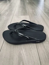 OOFOS Original Recovery Thong Flip Flop Sandal Black Slip On Women's 7/Men's 5