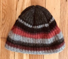 Baby Infant Wool Blend Cap Hat Blue Gray Red Stripe One Size