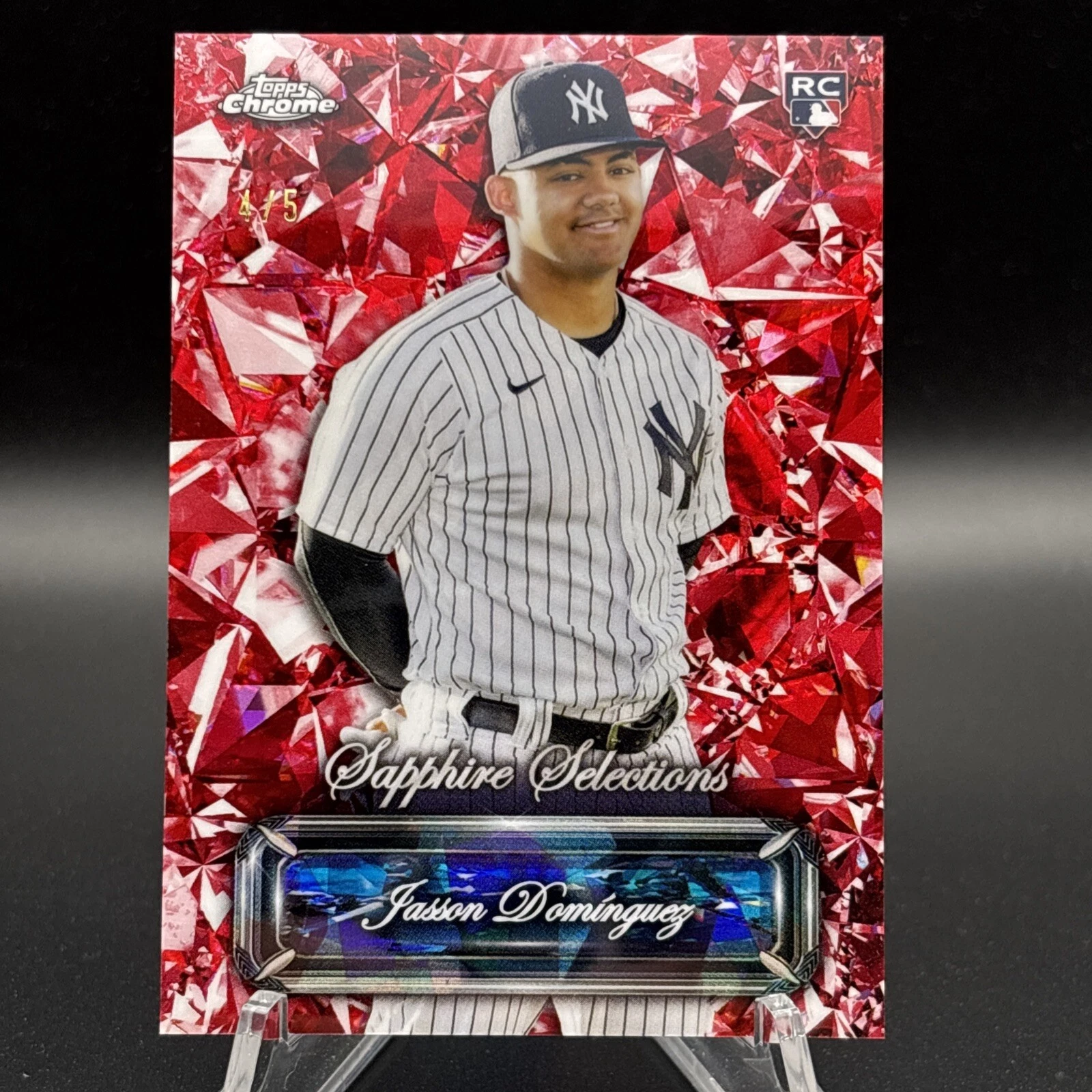 2024 Topps Chrome Sapphire Jasson Dominguez SS-1 Sapphire Selections Red RC 4/5