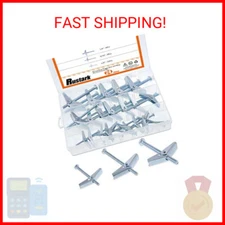 24-Pcs 1/4'' 1/8'' 3/16'' Zinc Plated Steel Round Head Toggle Bolt and Wing Nut 