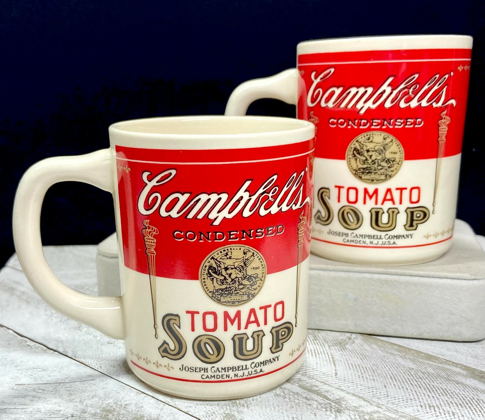 Campbell’s Condensed Tomato Soup Vintage “1915” 8 Oz. Mugs 1972 Set
