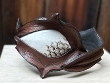 Suav Ayarlanabilir Deri Bileklik Men's Dark Brown Leather Cuff Snake Skin Print