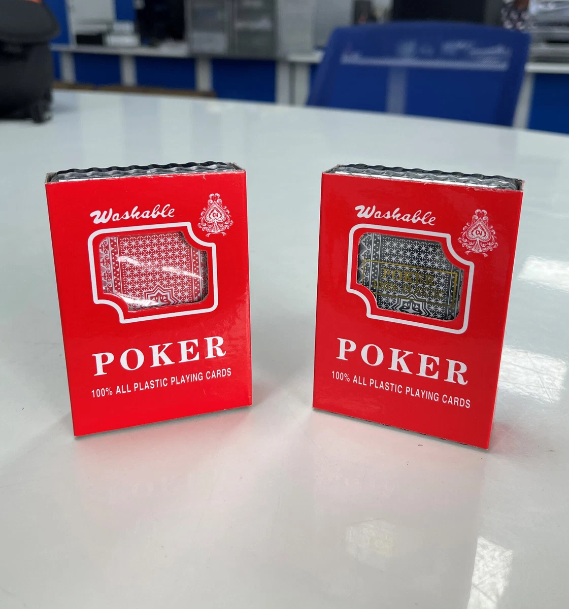PACK OF 2 RED AND BLACK HIGH QUALITY POKER PLAYING CARD DECK