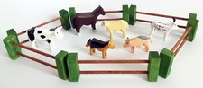 Bauernhof Tiere Haustiere mit Zaun 12 teilig aus Holz Erzgebirge