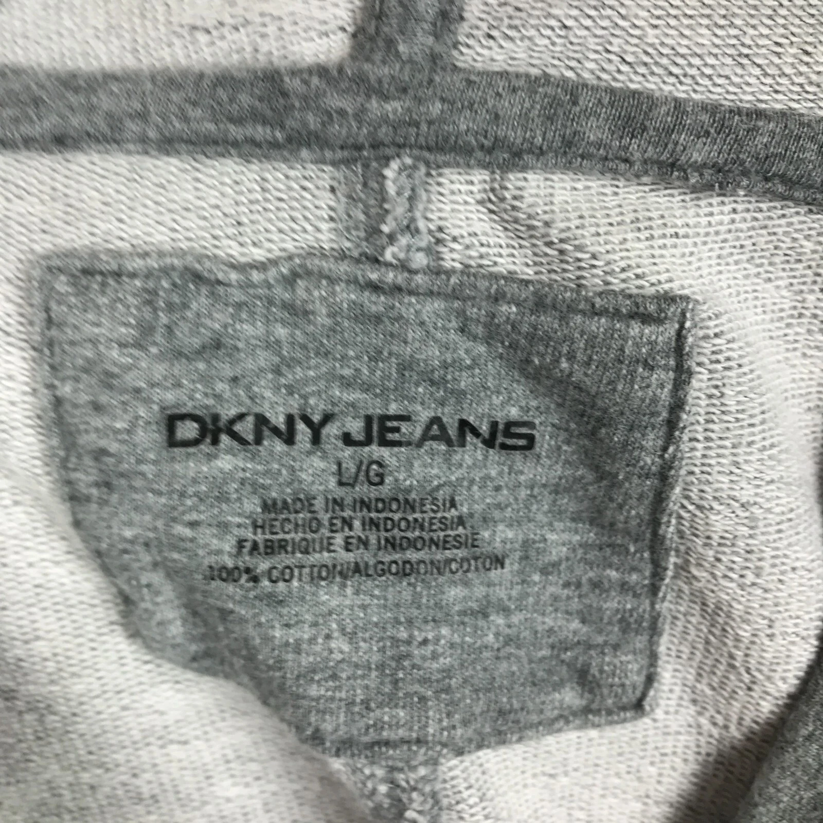 UNDERCOVER Felpa con cappuccio DKNY donna jeans manica lunga pullover grigio pile taglia L