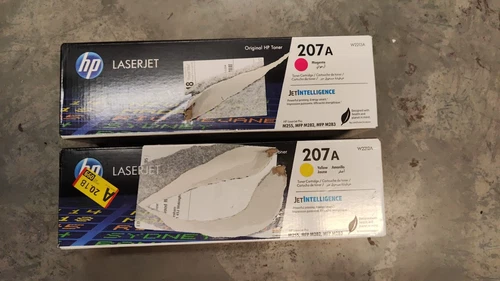 2x Genuine HP 207A Magenta + Yellow  Toner Cartridges FREE UK DELIVERY! VAT inc.
