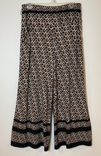 Joseph Ribkoff Pants Wide Leg Stretch Black Tan Cream Size 10