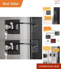 High Security Refrigerator Lock Set 2-Pack Keyed Locks with Swivel Cable Black