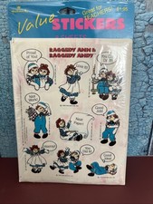 Vintage Raggedy Ann Andy Watercolor Hallmark Stickers Teacher New 8 Sheets 1990