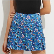 Donajo Pleated Colorful Print Skort XL Long Skirt Tennis Pickleball Womens Blue