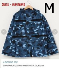 A BATHING APE Camo Shark Mask Jacket Blue M New Streetwear Mens Outerwear